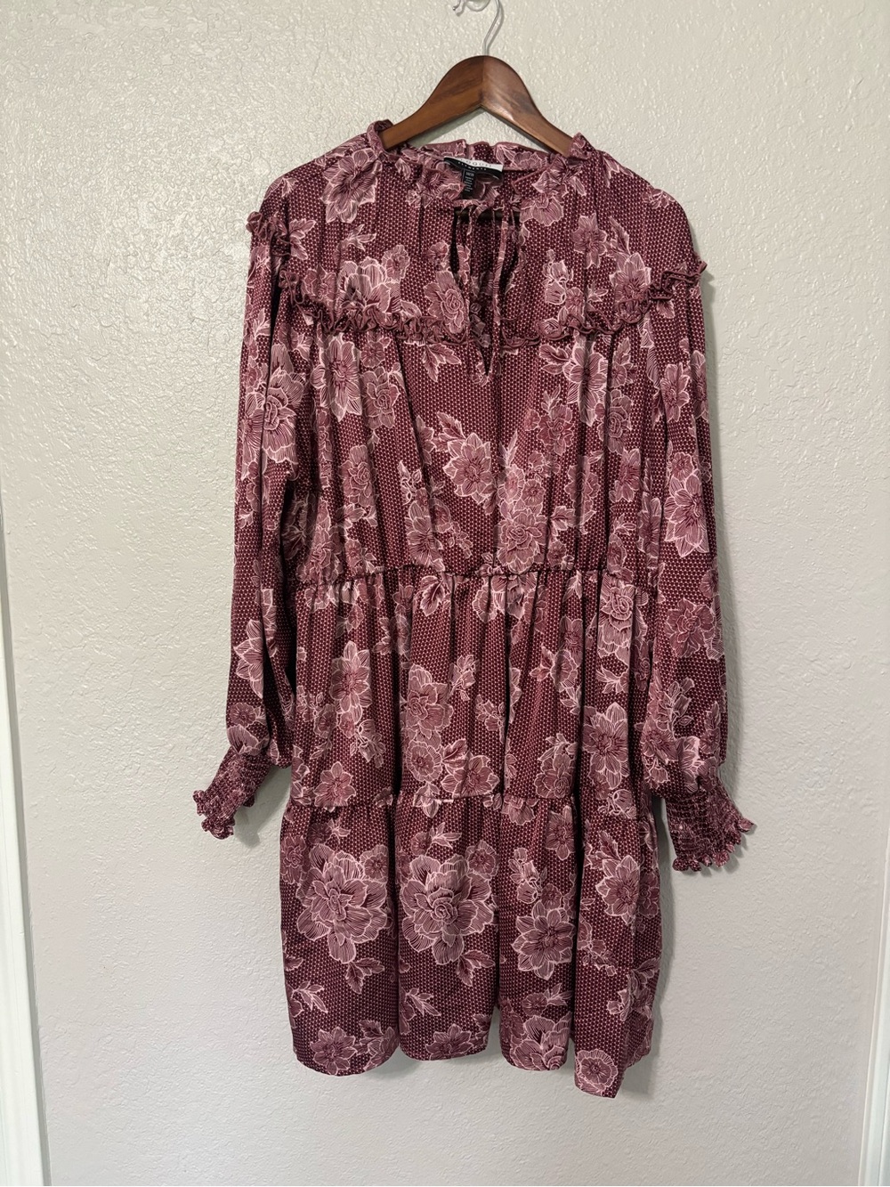 ELOQUII Elements Womens Plus Size Satin Dress with Ruffle Yoke - Picture 2 of 7